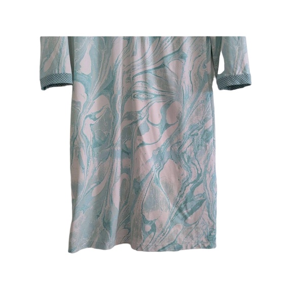 J McLaughlin Dress Women XS Turquoise White Pattern Sheath Casual Preppy Classic - Picture 3 of 14